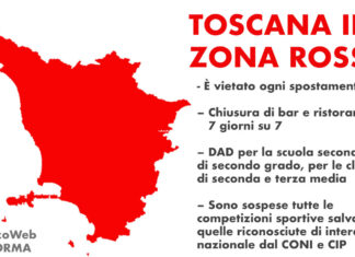 E’ ufficiale la Toscana è in zona rossa