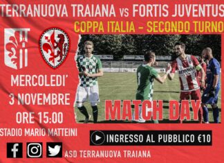 Mercoledì 3 novembre secondo turno Coppa Italia Dilettanti Terranuova Traiana vs. Fortis Juventus