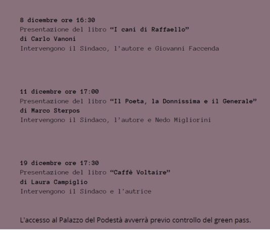 Montevarchi: altro appuntamento con la rassegna “Libri al Palazzo del Podestà”