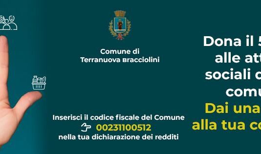 5 x mille al Comune, donati oltre tre mila euro al Comune di Terranuova