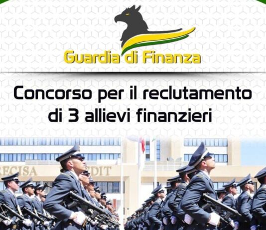 Guardia Finanza: concorso per il reclutamento di 3 allievi finanzieri