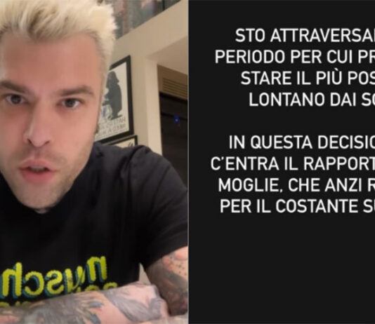 Fedez: “Preferisco stare lontano dai social, ringrazio mia moglie per il costante supporto”
