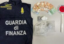 Gdf Arezzo: Arrestato con 100gr di droga e 12.530 euro in contanti
